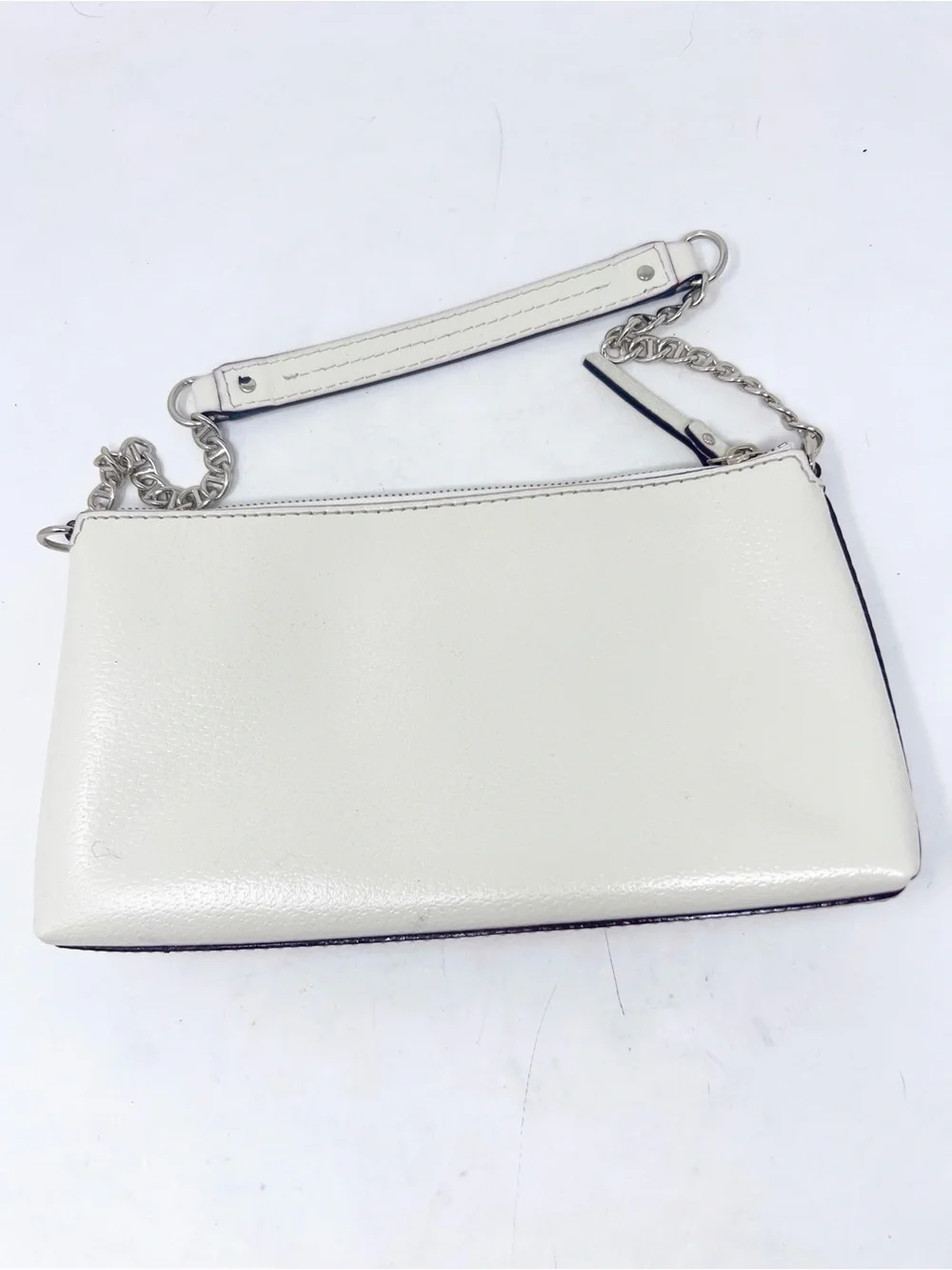 KATE SPADE NEW YORK WELLESLEY BYRD OFF-WHITE PEBBLED LEATHER PURSE CHAIN STRAP